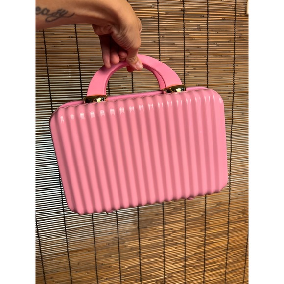 Unbranded Handbags - Pink Hardshell Mini Suitcase Makeup Bag Viral Vanity Travel Case